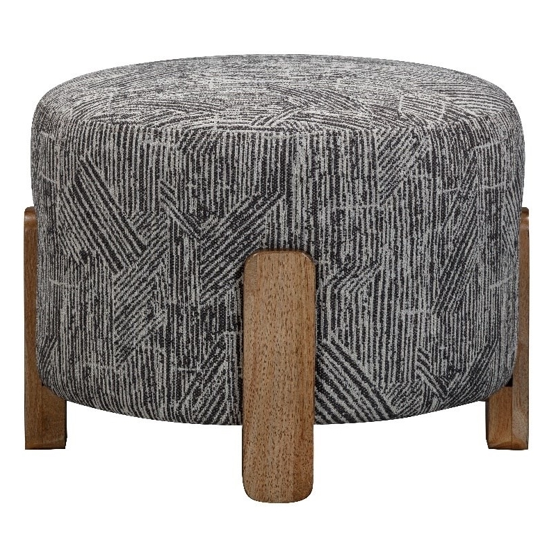 Jasper Accent Ottoman in Modern Gray and Natural Wood