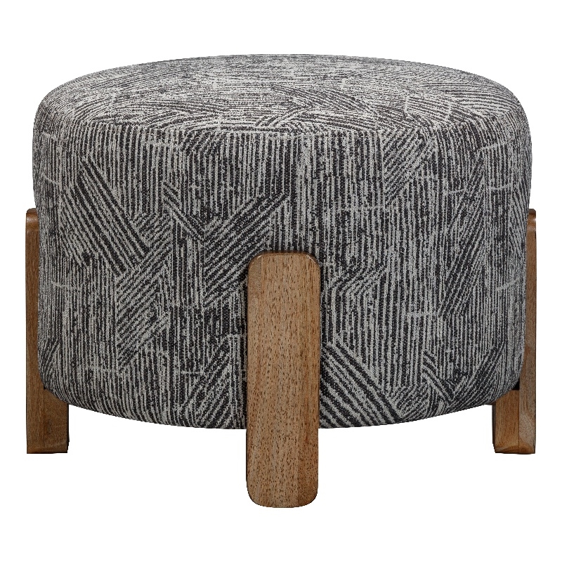 Jasper Accent Ottoman in Modern Gray and Natural Wood