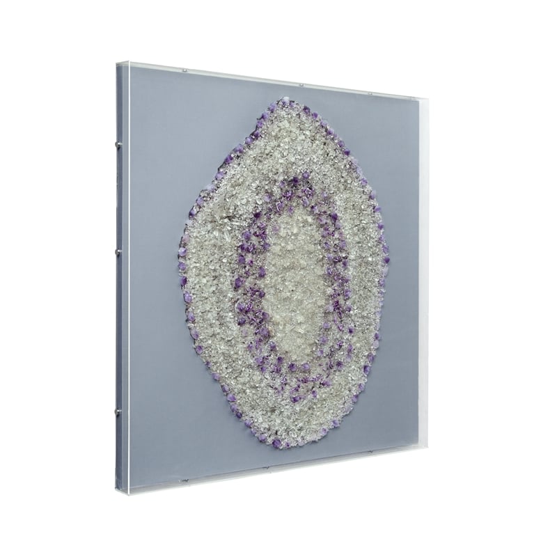 Multi Framed Stone Art Vertical Acrylic Wall Decor Natural Amethyst Style