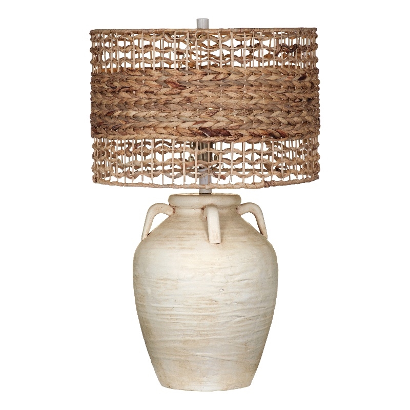 Cream Breeze Table Lamp Ceramic Raffia Coastal Textured Modern