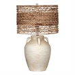 Cream Breeze Table Lamp Ceramic Raffia Coastal Textured Modern