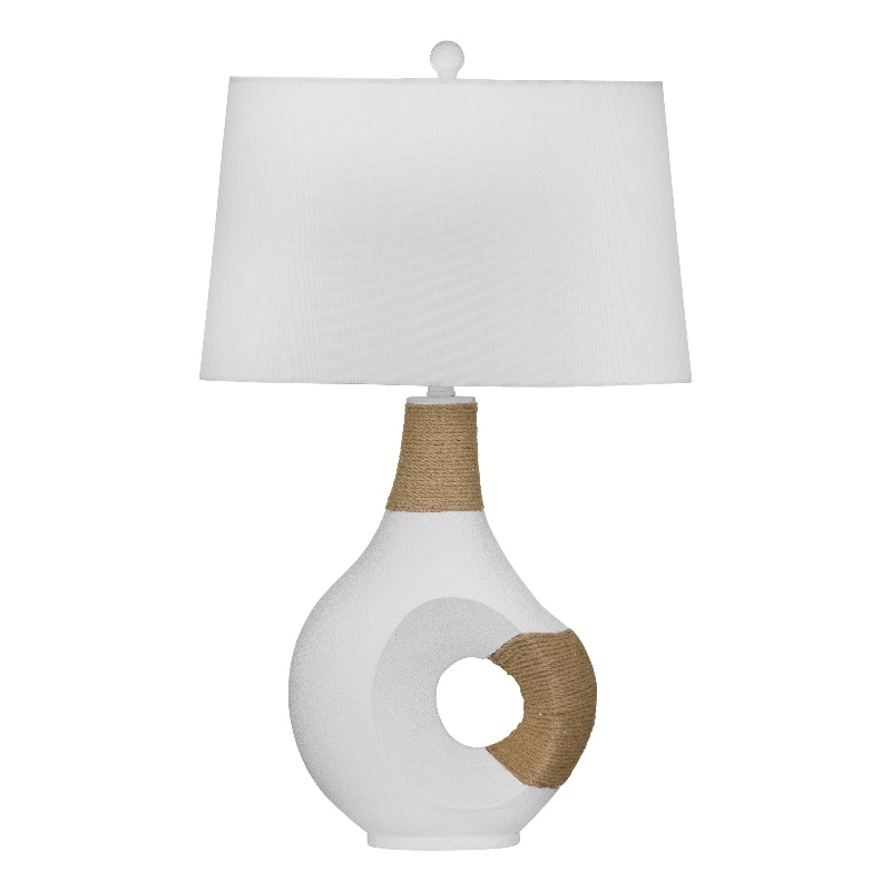 White Nigel Table Lamp Resin Rope Geometric Modern