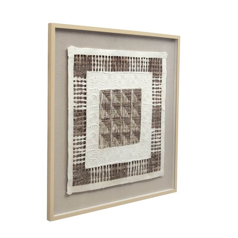 White Brown Taughtrope Wall Art Rice Paper Shadowbox Modern