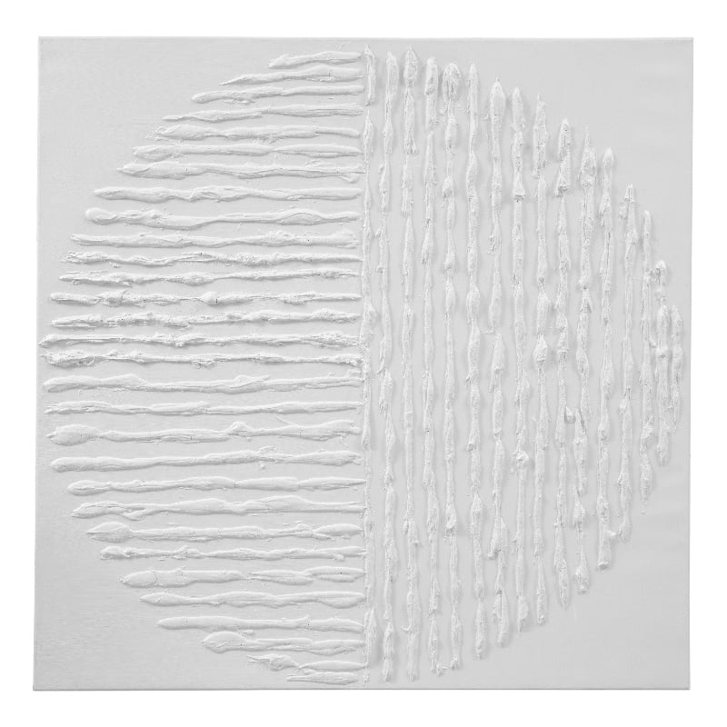 White Textured Circle Canvas Art 3D Geometric Minimalist Wall Decor