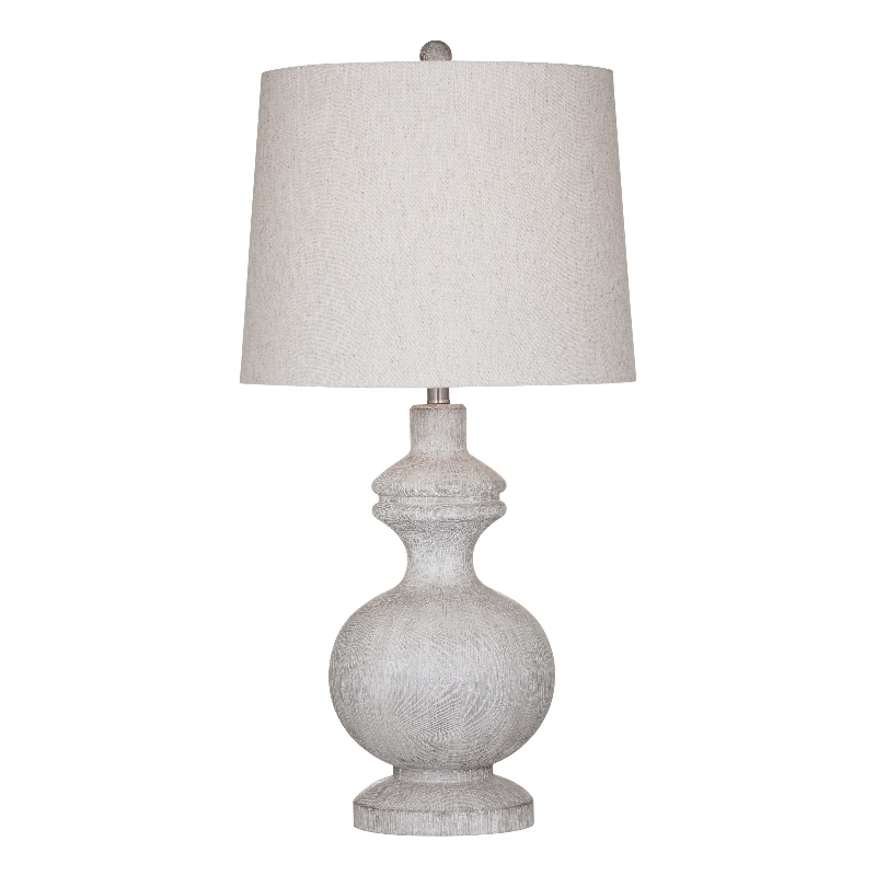 White Wash Krishina Table Lamp Rustic Baluster