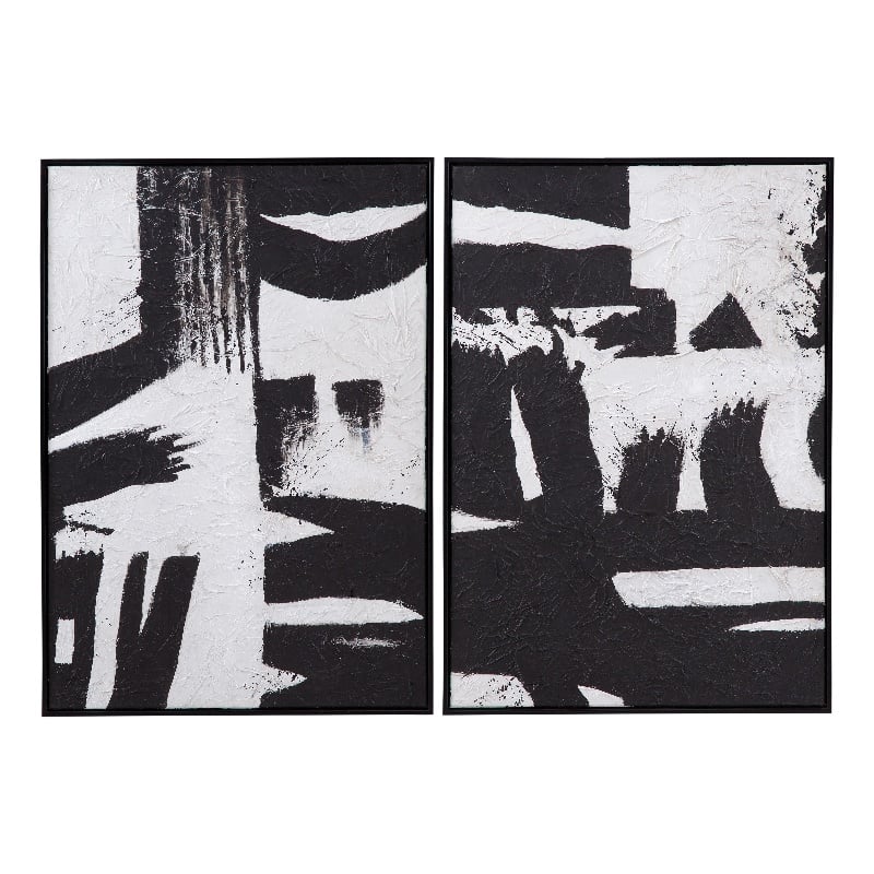 Black & White Framed Canvas - Set of 2 - Black