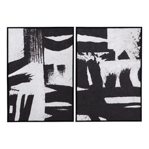 Black & White Framed Canvas - Set of 2 - Black