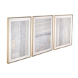 Taupe Razi Framed Canvas Set of 3 Light Wood
