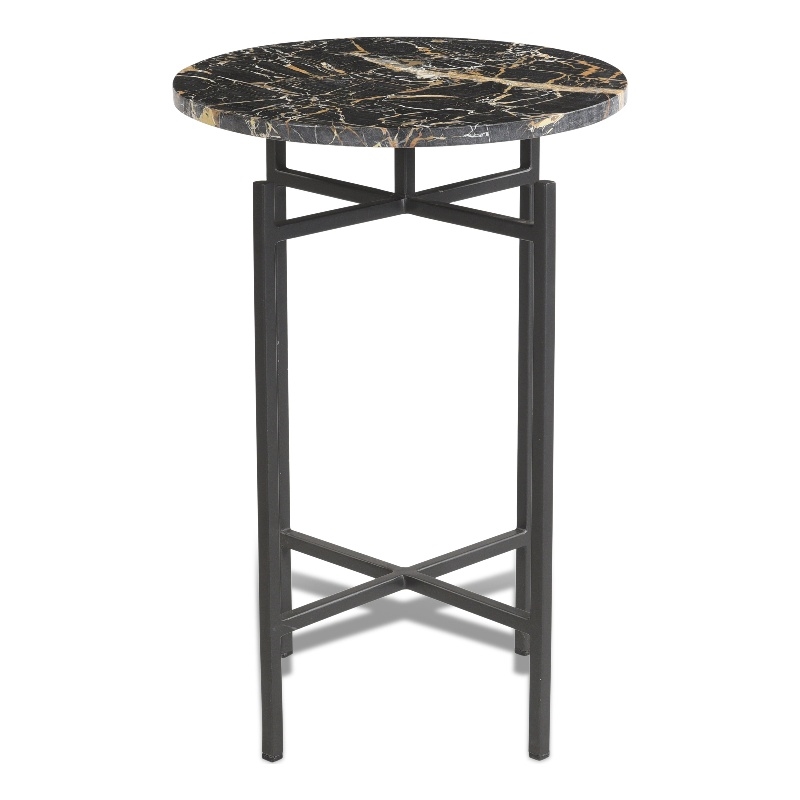 Black Marble Iron Wren Accent Table Modern
