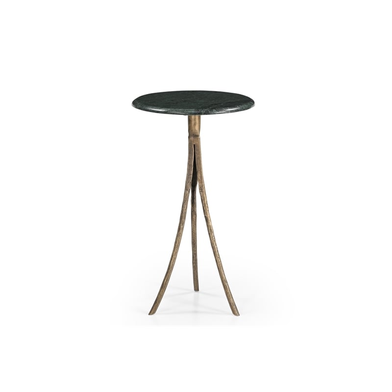 Green Marble Antique Brass Milo Accent Table Modern