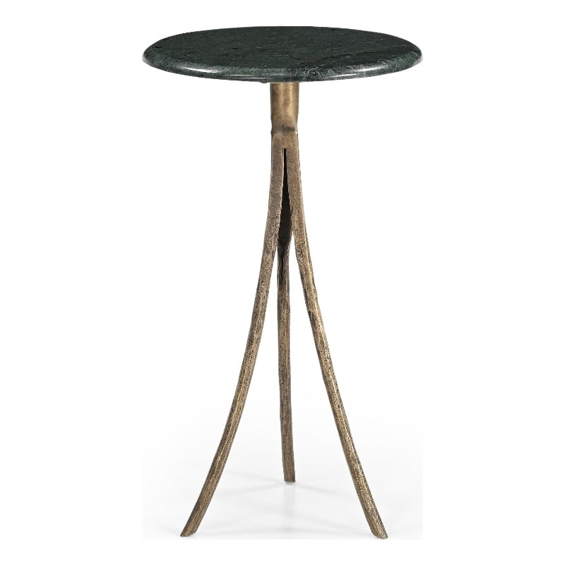Green Marble Antique Brass Milo Accent Table Modern