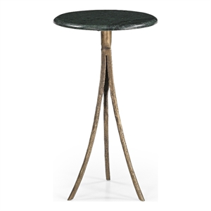 Milo Accent Table - Antique Brass/Green