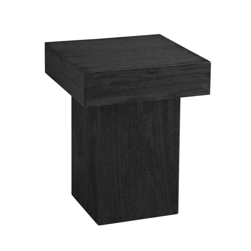 Padula Small Square Table Dusty Black Wood Side Table for Living Room & Bedroom