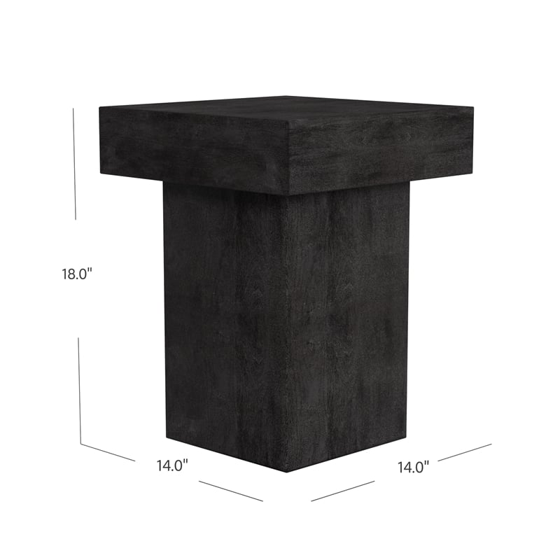 Padula Small Square Table Dusty Black Wood Side Table for Living Room & Bedroom