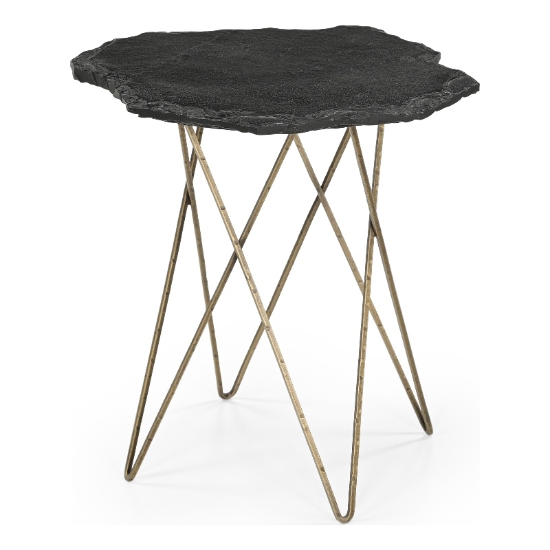 Cleo Accent Table - Antique Brass/Black