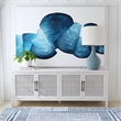 Blue Ribbons Framed Canvas Art Modern Abstract