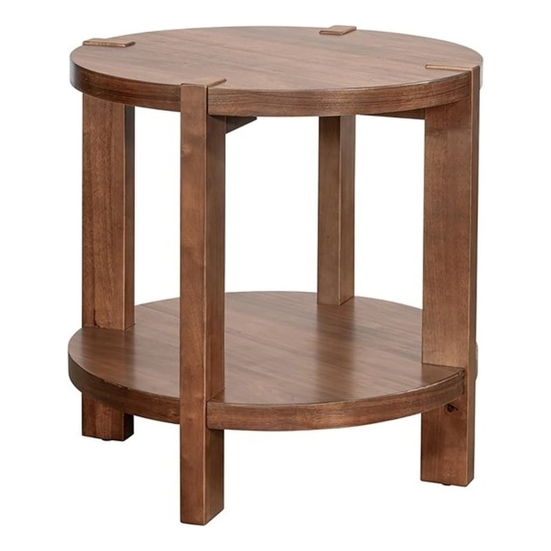 Warm Walnut Wood Winston End Table Mid Century Modern Storage