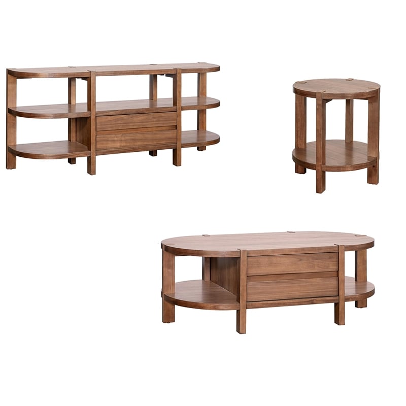 Warm Walnut Wood Winston End Table Mid Century Modern Storage