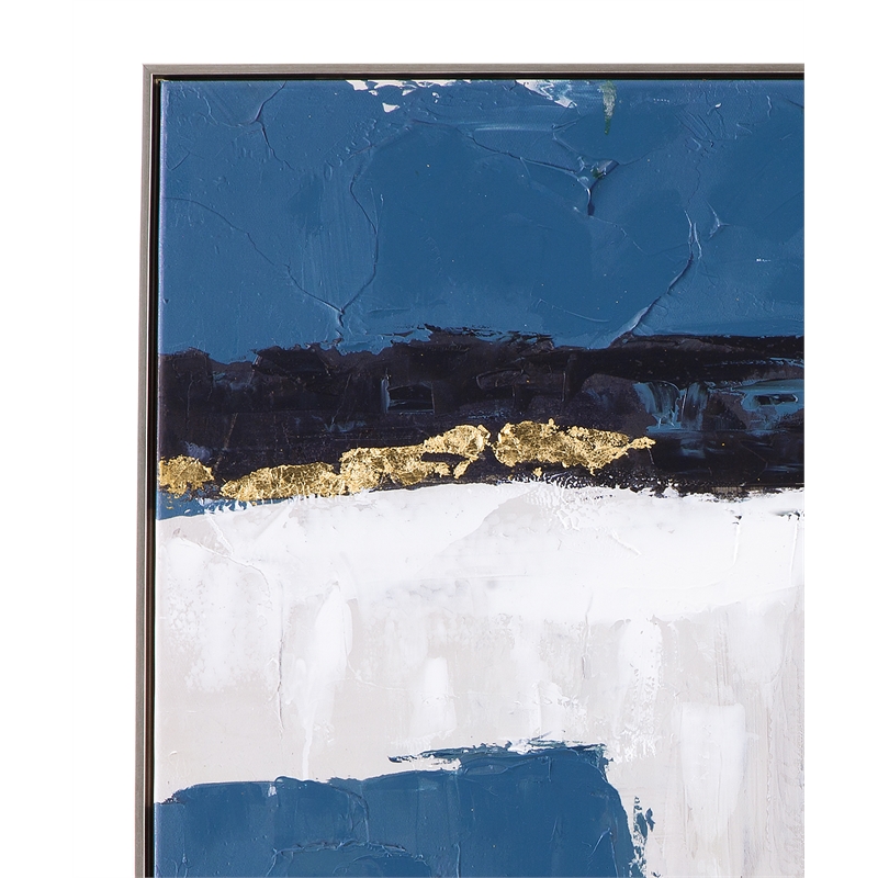 Silver Frame Around About Abstract Canvas Teal Gold Wall Art