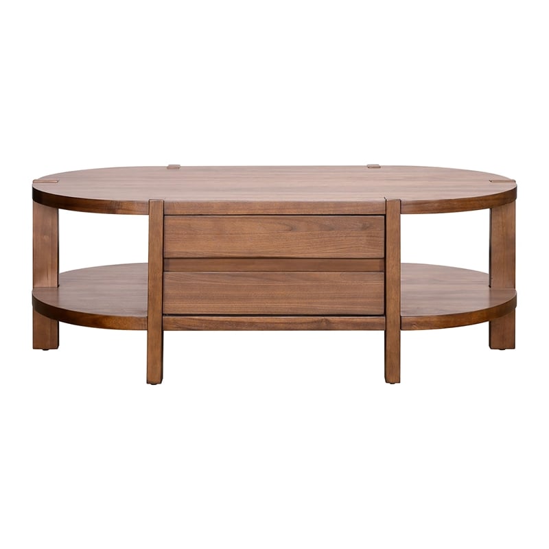 Warm Walnut Winston Cocktail Wood Table Mid Century Modern Storage