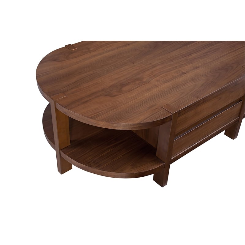 Warm Walnut Winston Cocktail Wood Table Mid Century Modern Storage