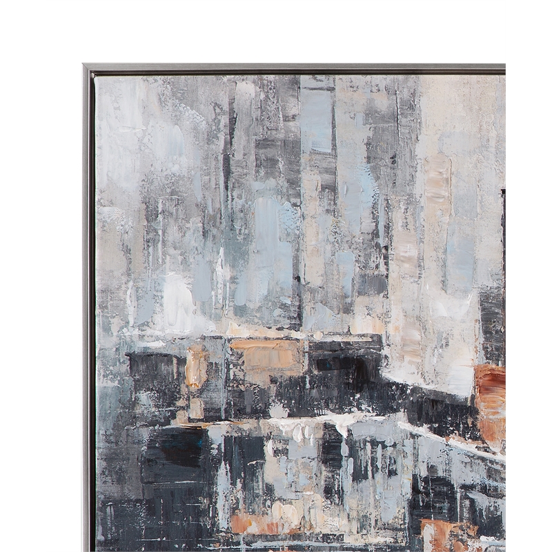Silver City Scape Canvas Wood Frame Wall Art