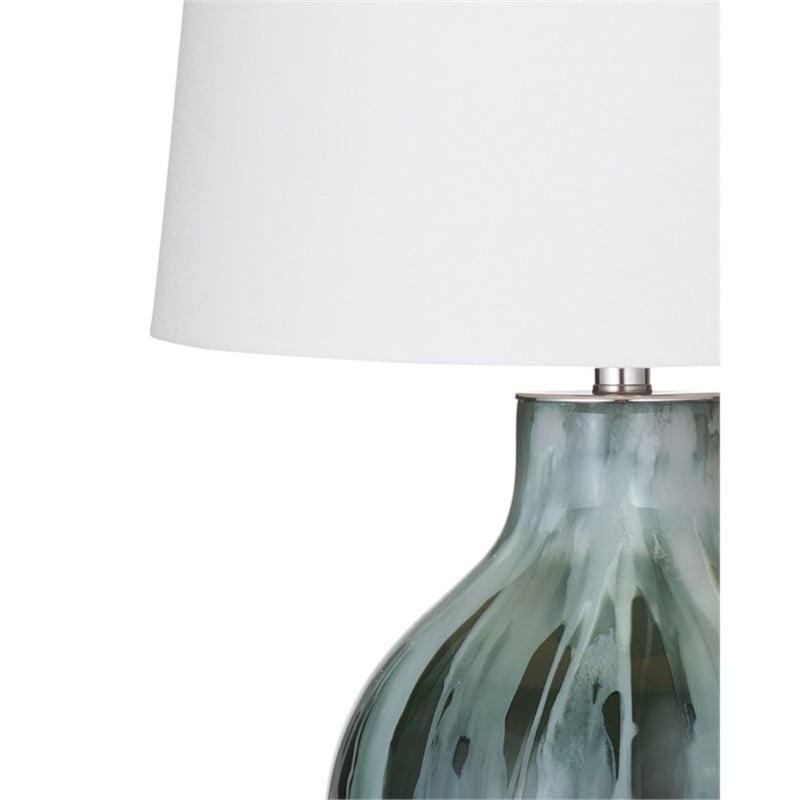 Smoke Glass Mersay Table Lamp White Shade Modern Accent