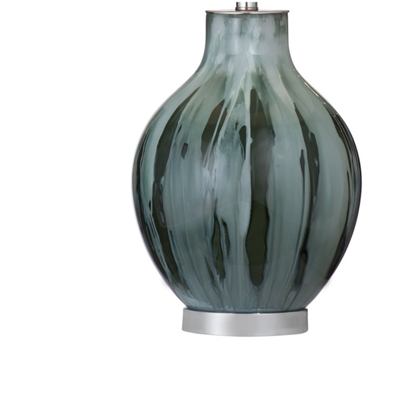 Smoke Glass Mersay Table Lamp White Shade Modern Accent