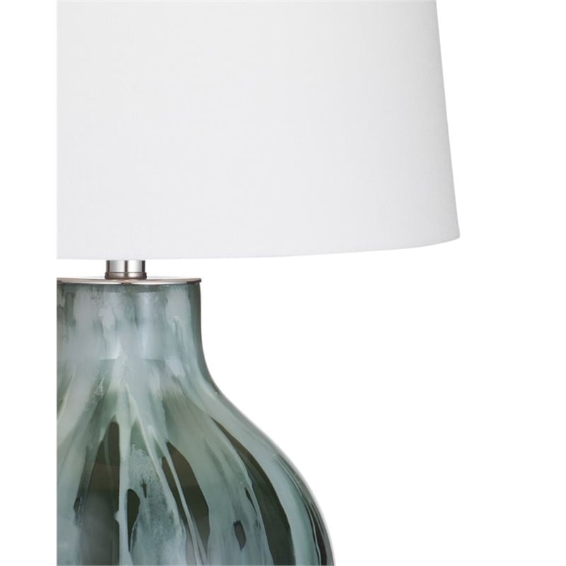 Smoke Glass Mersay Table Lamp White Shade Modern Accent