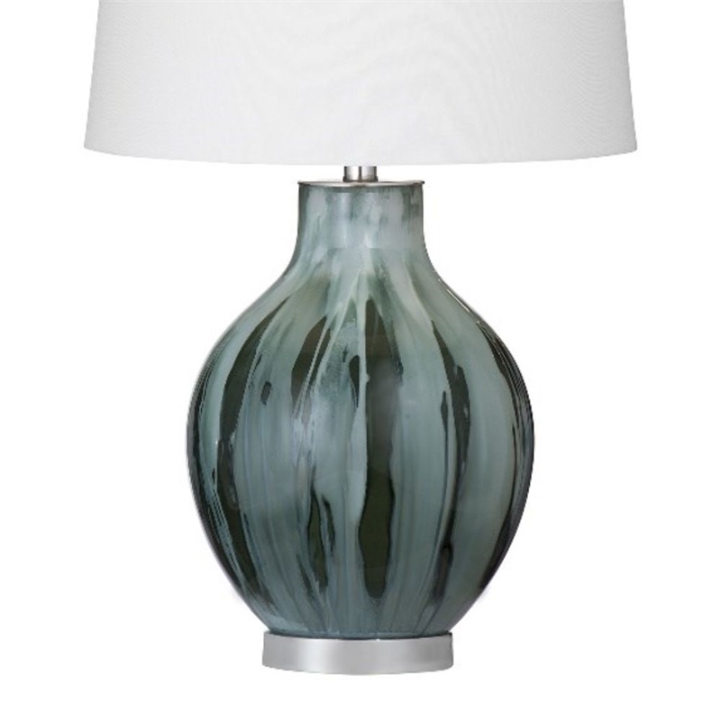 Smoke Glass Mersay Table Lamp White Shade Modern Accent