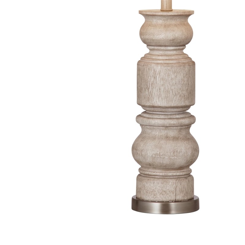 Light Brown Helford Carved Wood Table Lamp Modern