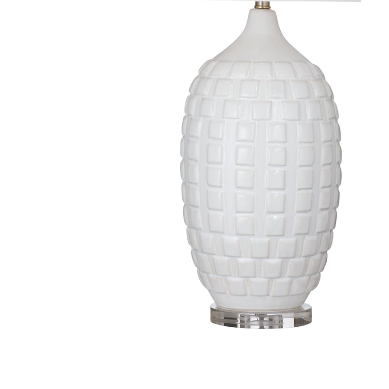 White Ceramic Sesser Table Lamp Acrylic Base Modern