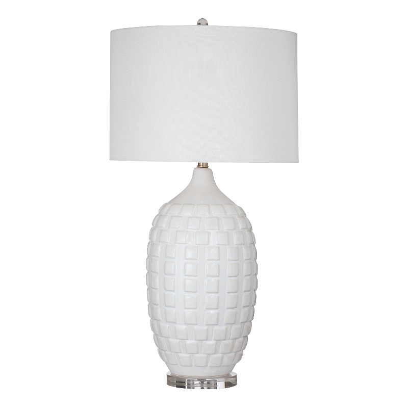 White Ceramic Sesser Table Lamp Acrylic Base Modern