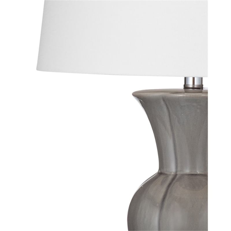 Grey Ceramic Orillia Table Lamp White Shade Traditional