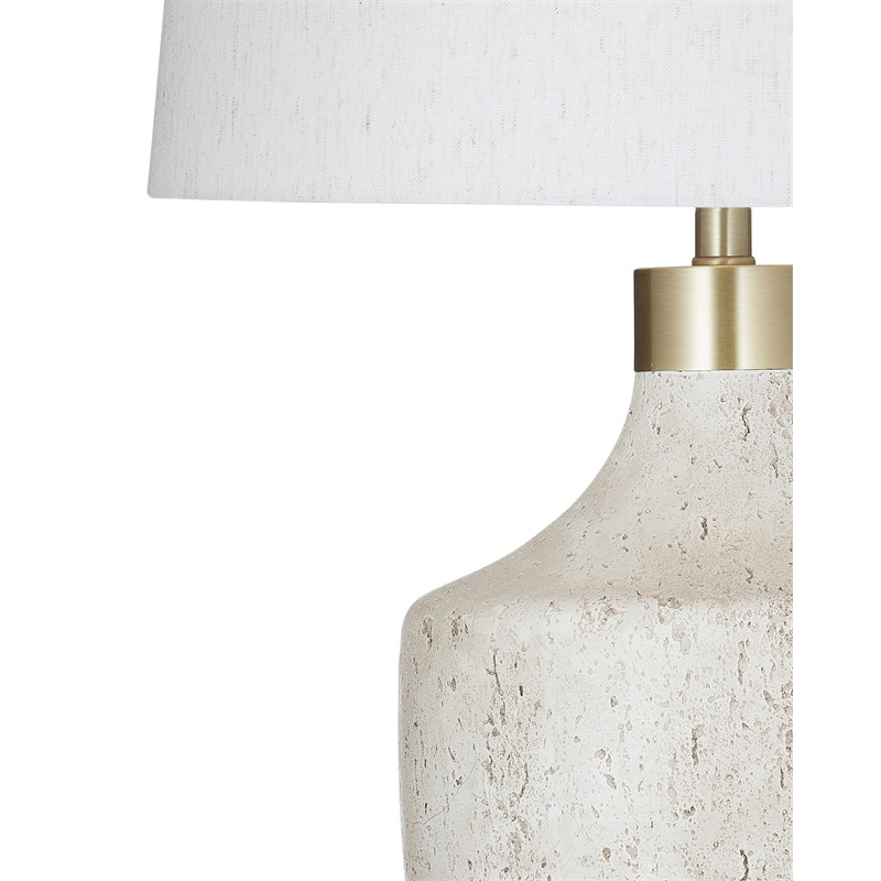 Textured Cream Neecole Stone Table Lamp Brass Accent Modern
