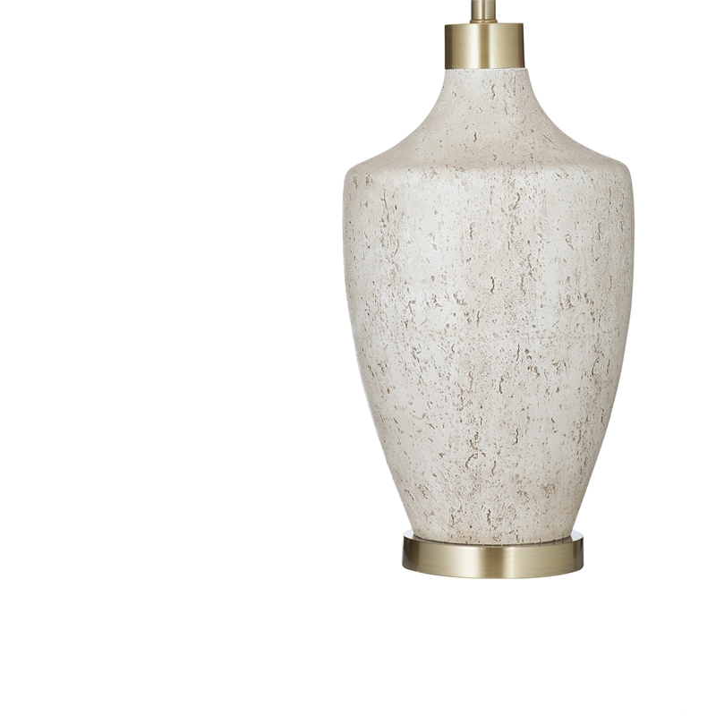 Textured Cream Neecole Stone Table Lamp Brass Accent Modern