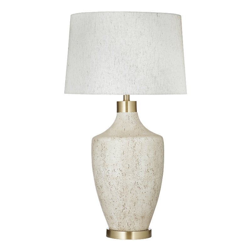 Textured Cream Neecole Stone Table Lamp Brass Accent Modern