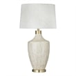 Textured Cream Neecole Stone Table Lamp Brass Accent Modern
