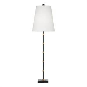 Bassett Mirror Black Gold Metal Alamance Table Lamp LED Linen Shade Modern