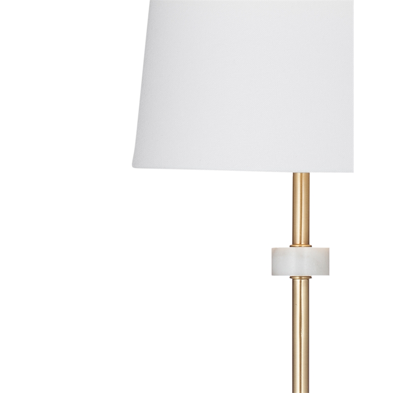 White Brass Metal Fairfield Table Lamp LED Marble Accent Modern