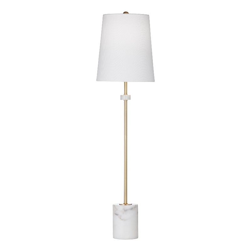 White Brass Metal Fairfield Table Lamp LED Marble Accent Modern