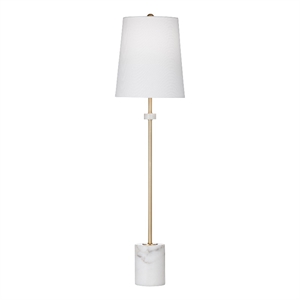 White Brass Metal Fairfield Table Lamp LED Marble Accent Modern
