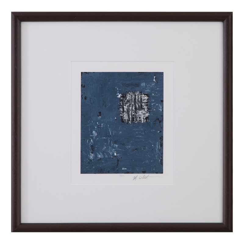 Dual Dichotomy II Blue Vertical Woodtone Frame Art