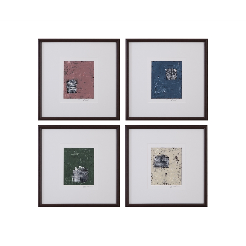 Dual Dichotomy III Green Vertical Woodtone Frame Art