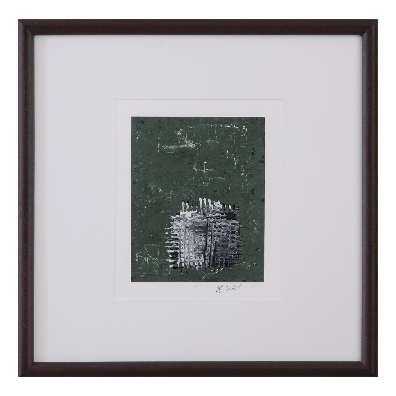 Dual Dichotomy III Green Vertical Woodtone Frame Art