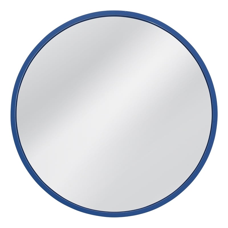 Lyra Navy Blue Round Resin Wall Mirror Modern Accent