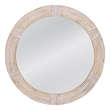 Brockton White Wash Wood Round Wall Mirror Carved Frame