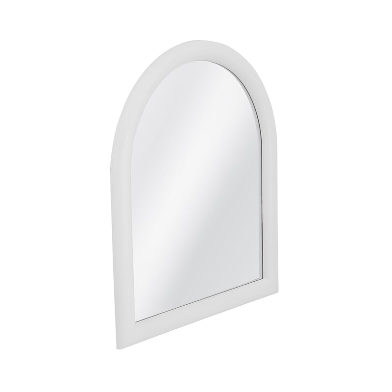 Vega Glossy White Arched Glass Wall Mirror Modern Frame