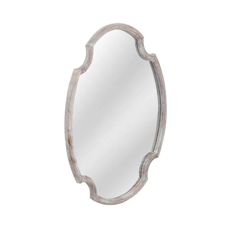 Fairvale White Wash Wood Oval Wall Mirror French