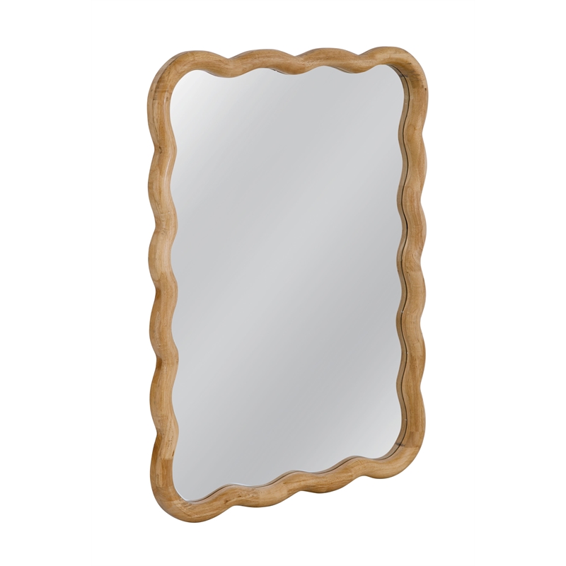 Rider Brown Wood Wavy Wall Mirror Coastal Boho